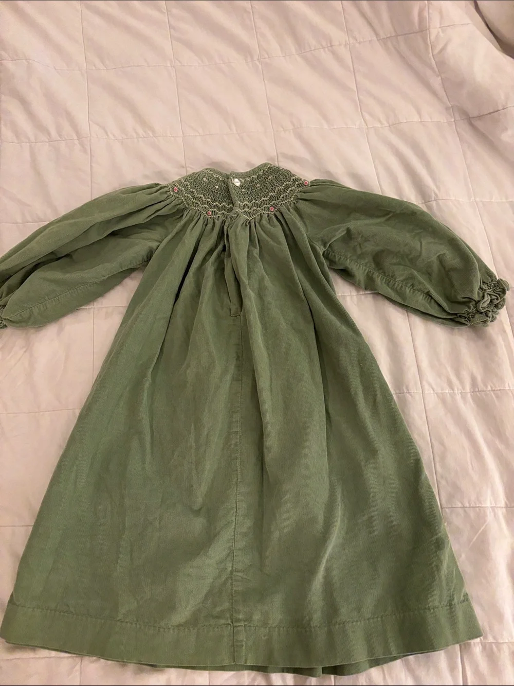 Mom & Me Girls' Olive Green Smocked Long-Sleeve Dress Sz 3T NWOT